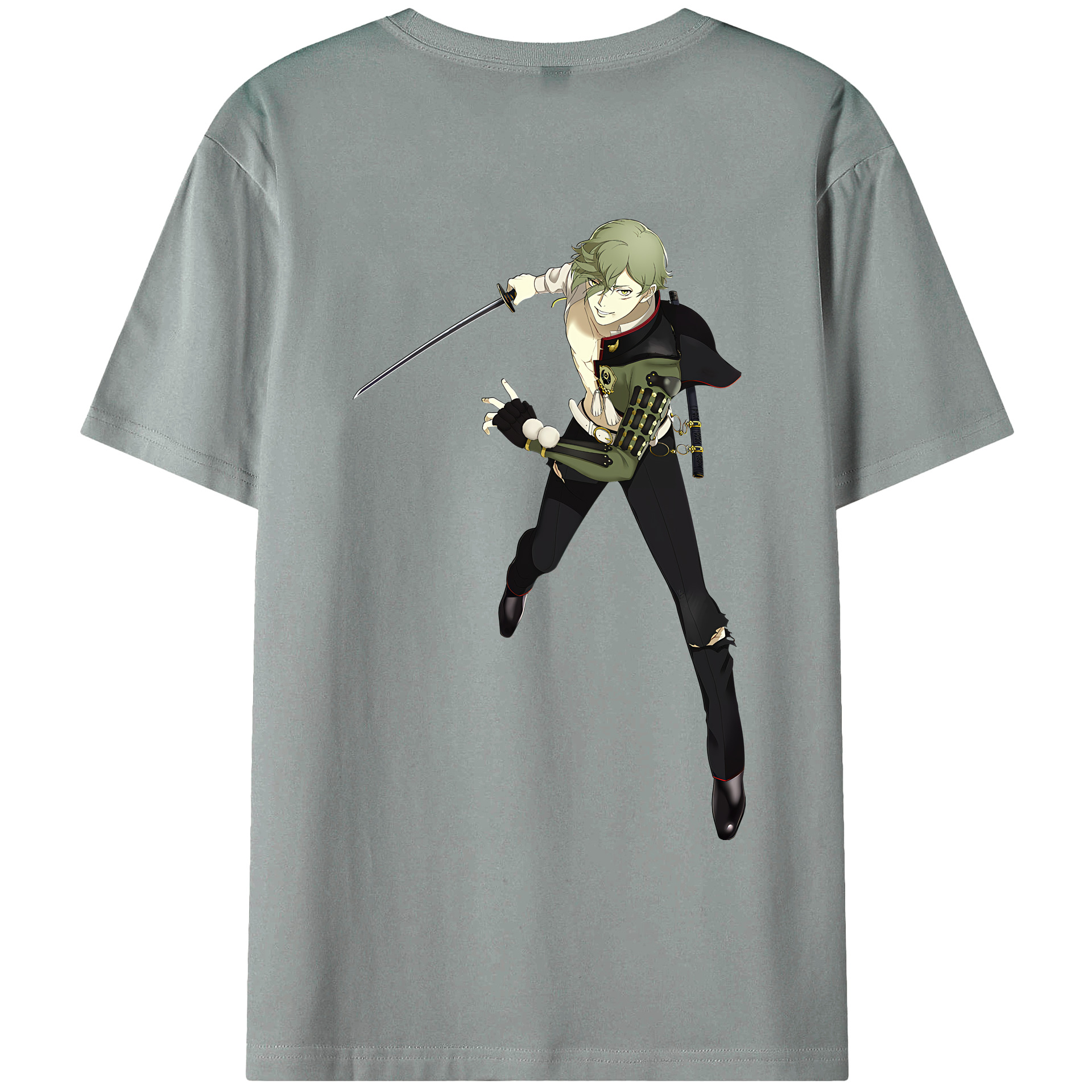 （画像用） 刀剣乱舞 Touken Ranbu 綿100％ メンズ半袖Tシャツ（バックプリント） 通気性